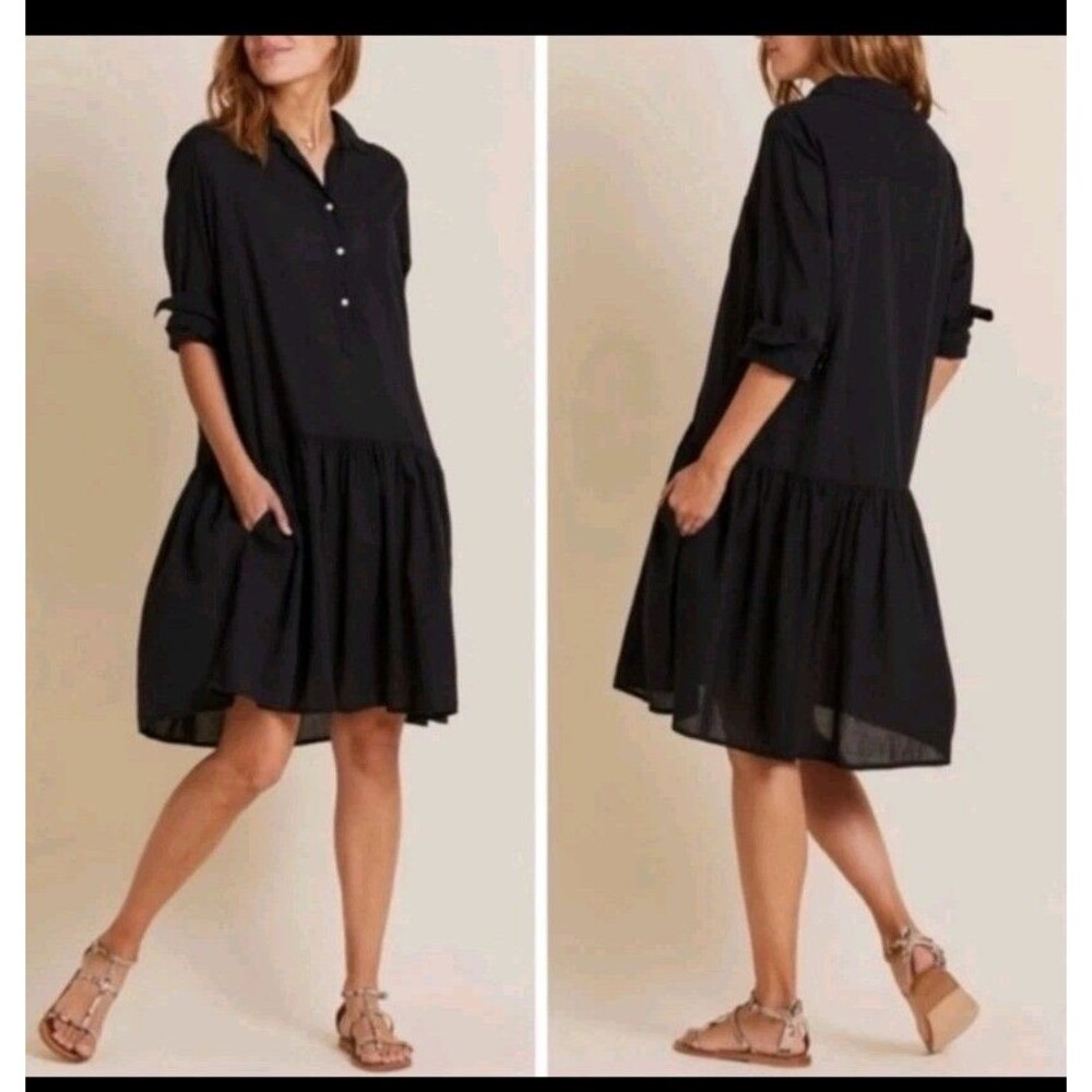 Frank & Eileen Grayson The Changemaker Dress Black Cotton Size 3/M Sheer